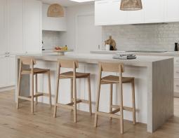 White Kitchen With Bar Stools