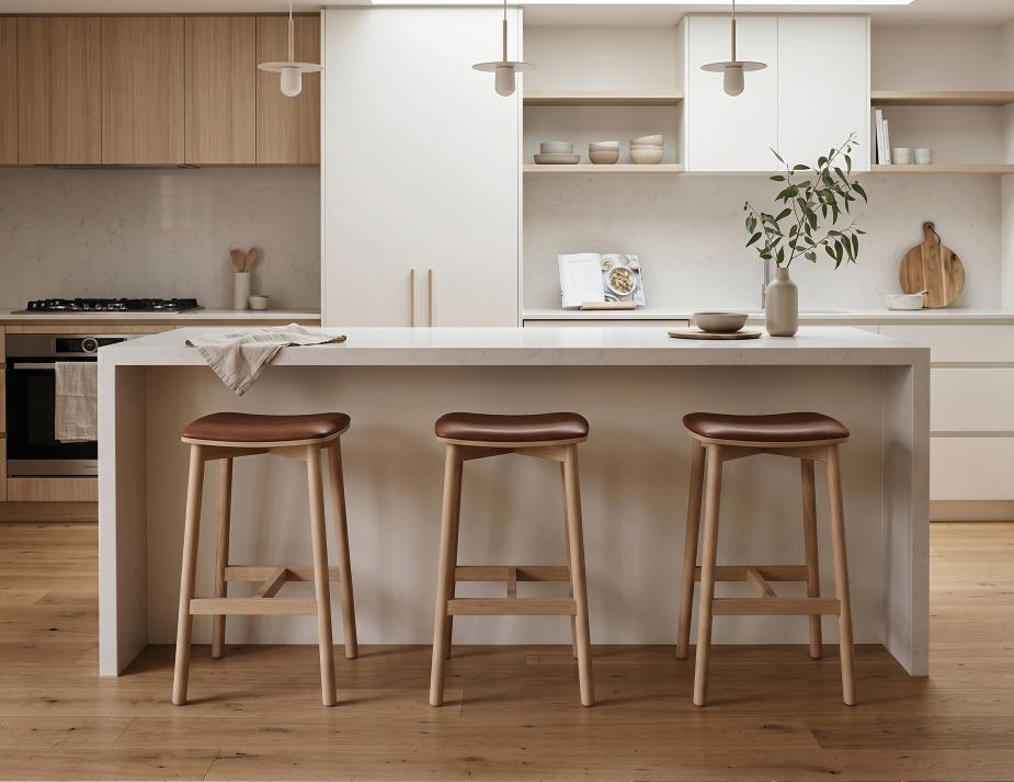 Wooden Kitchen Stools In House