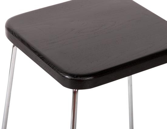 Hugo Low Stool - Chrome - Black Seat