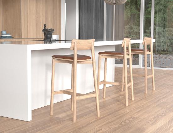 Andi Bar Stool - Natural - Upholstered