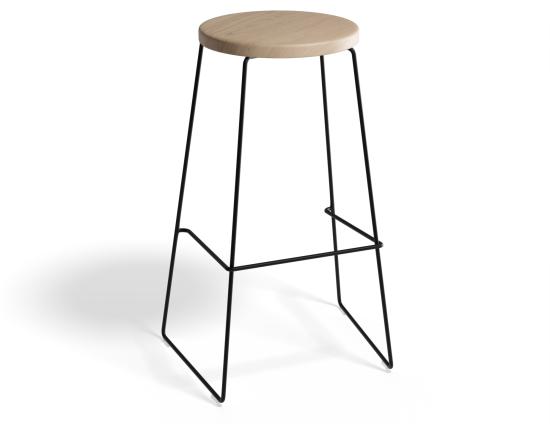 Hugo Bar Stool - Black - Natural Seat