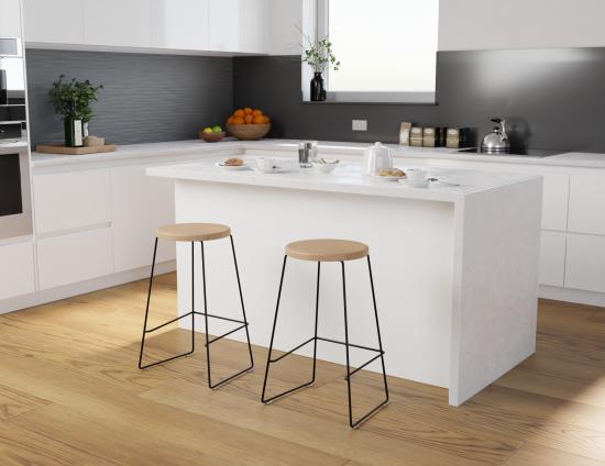 Hugo Bar Stool - Black - Natural Seat