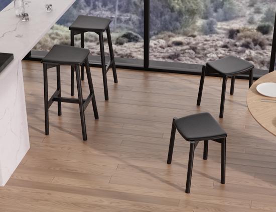 Andi Low Stool - Black - Upholstered