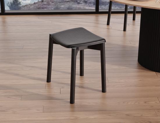 Andi Low Stool - Black - Upholstered