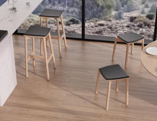 Andi Low Stool - Natural - Upholstered