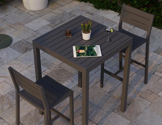 Halki Table - Outdoor - High Bar - Matt Charcoal 77 x 77cm
