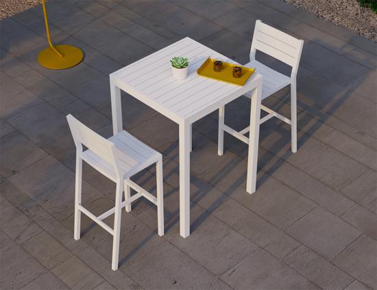 Halki Table - Outdoor - High Bar - Matt White 77 x 77cm