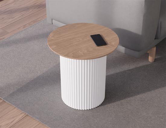 Mimi Side Table - White - Natural 