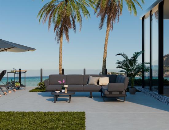 Delmar Config E - Outdoor - Charcoal - Granite Grey Cushions
