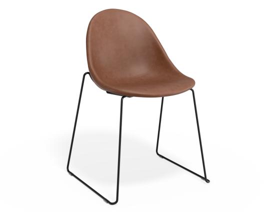 Pebble Chair Tan Upholstered Vintage Seat