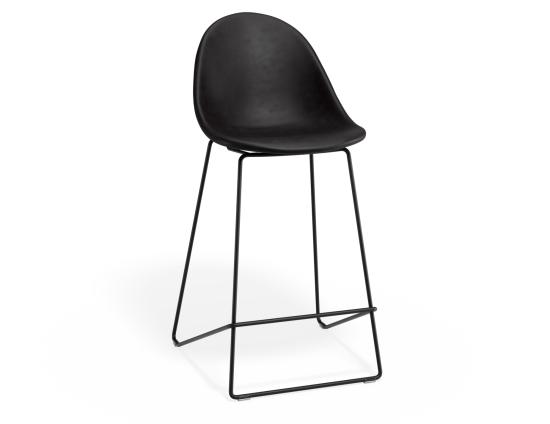 Pebble Stool Black Upholstered Vintage Seat 