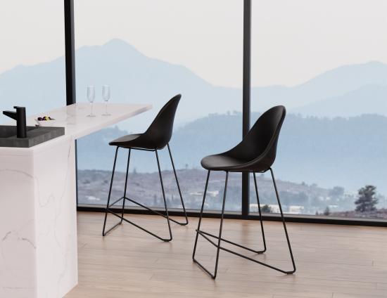 Pebble Stool Black Upholstered Vintage Seat 