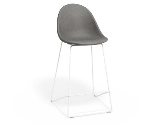 Pebble Stool Grey Upholstered Vintage Seat 