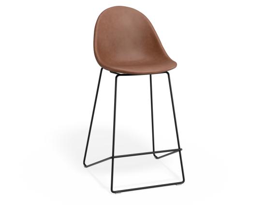 Pebble Stool Brown Upholstered Vintage Seat 