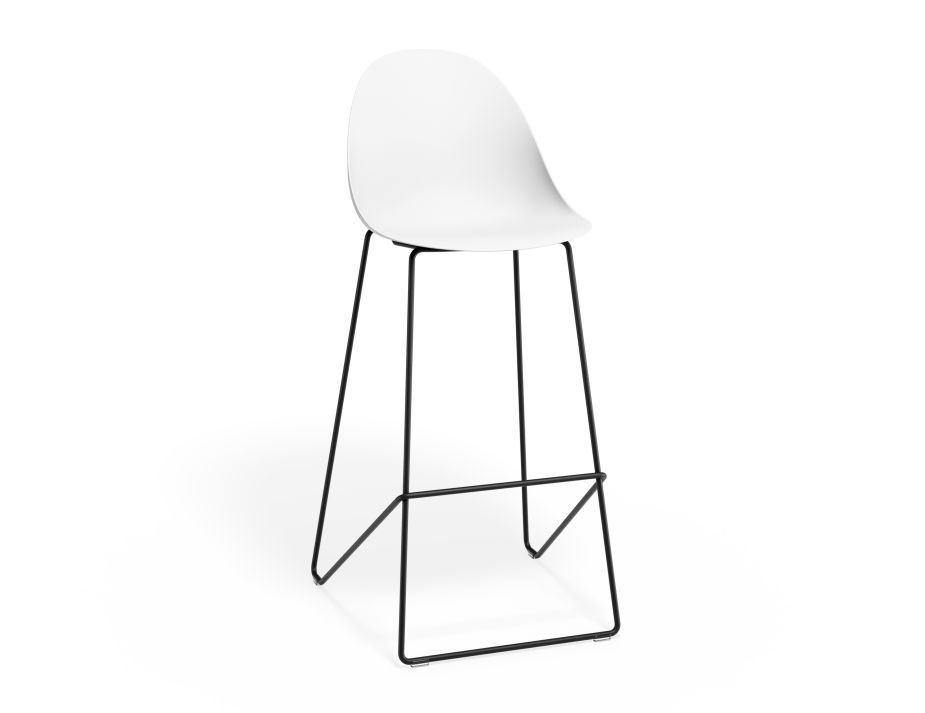 P 1 Pebble Barstool Whiteseat Blackframe