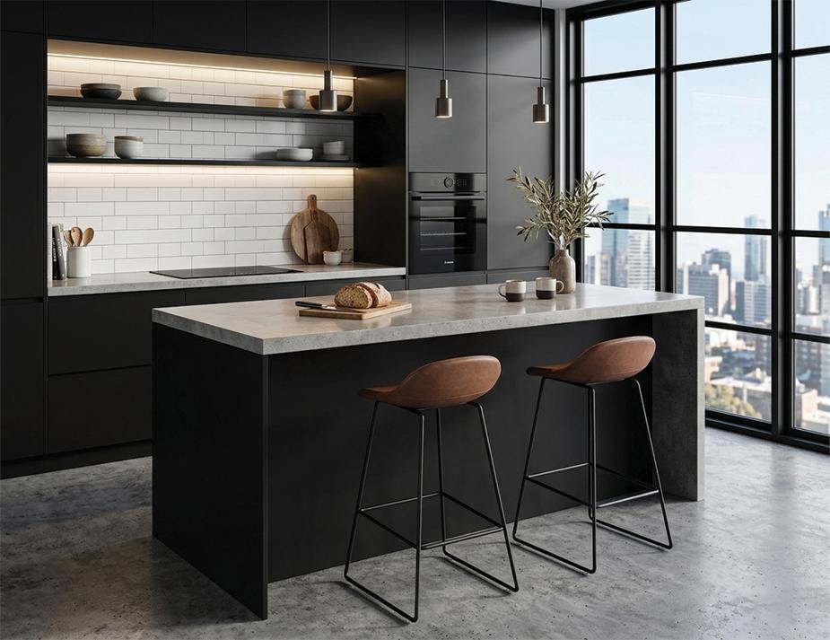Pop Stool Black Tan Lifestyle