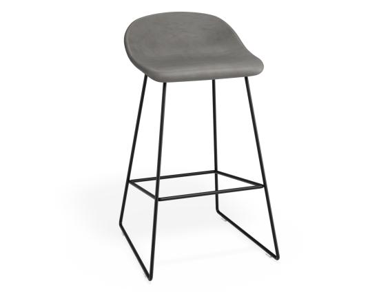 Pop Stool - Black Frame and Upholstered Vintage Grey Seat  