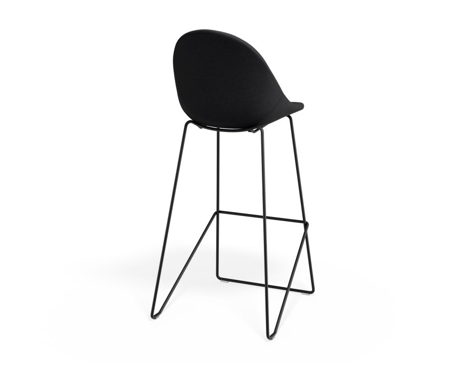 P 2 Pebble Barstool Anthracitefabricseat Blackframe