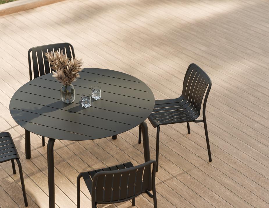 L 2 Roku Diningtable 120d Chair Charcoal Residential