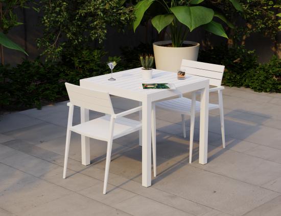 Halki Table Matt White Aluminium 77cm x 77cm