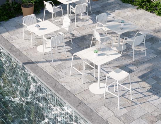 Roku Backless Bar Stool - Outdoor - White