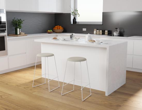 Hugo Bar Stool - White - Fabric Seat