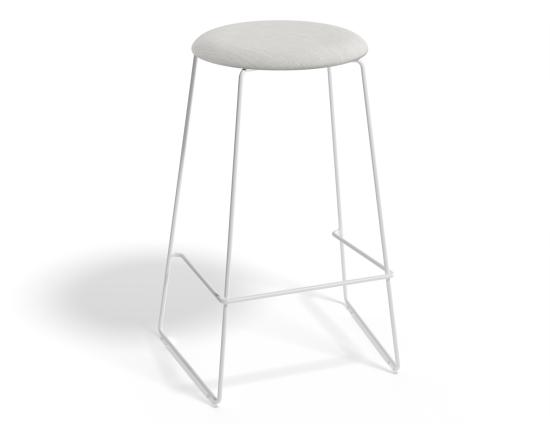 Hugo Bar Stool - White - Fabric Seat