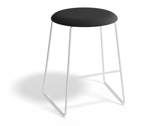 Hugo Low Stool - White - Fabric Seat