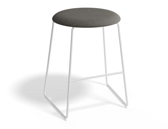 Hugo Low Stool - White - Fabric Seat