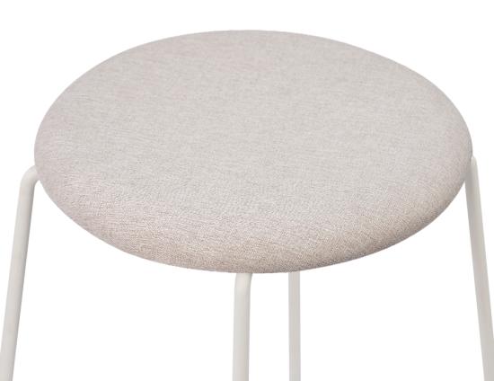 Hugo Low Stool - White - Fabric Seat