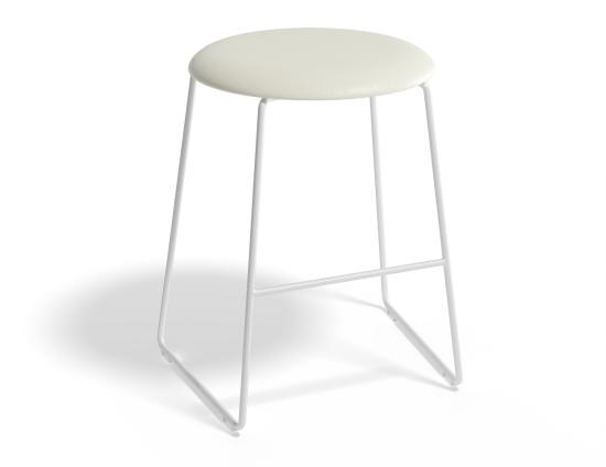 Hugo Low Stool - White - Vintage PU Seat