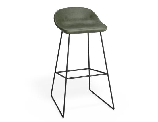 Pop Stool - Black Frame and Upholstered Vintage Green Seat