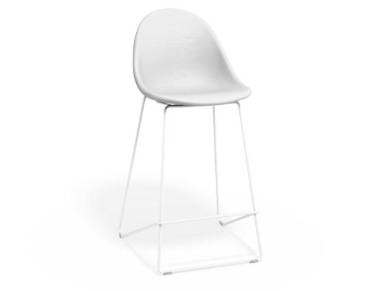 Pebble Stool White Upholstered Seat 