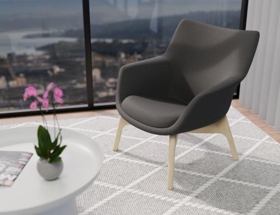 Flow Lounge Chair - Wood Base - Dark Grey