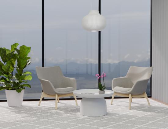 Flow Lounge Chair - Wood Base - Light Grey