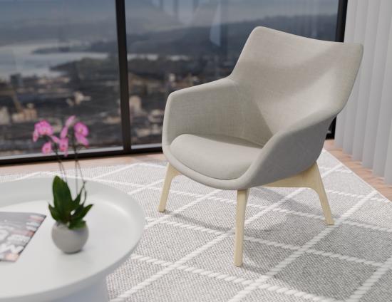 Flow Lounge Chair - Wood Base - Light Grey