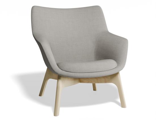 Flow Lounge Chair - Wood Base - Light Grey