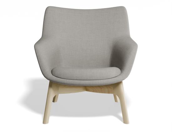 Flow Lounge Chair - Wood Base - Light Grey