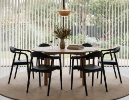 Round Dining Table With Black Armchair