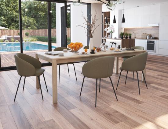 Henley Dining Chair - Black Legs - Forest Green Fabric 