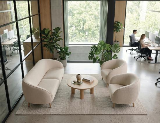 Willow 3 Seat Sofa - Oak - Ivory Cream Fabric