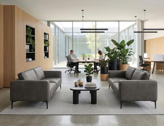 Enzo 3 Seat Sofa - Ash Grey Leather Mix