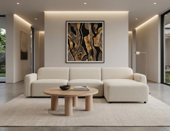 Atticus Modular Sofa - 3 Seater with Ottoman - Ivory Cream