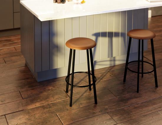 Atlas Bar Stool - Black - Vintage PU Seat