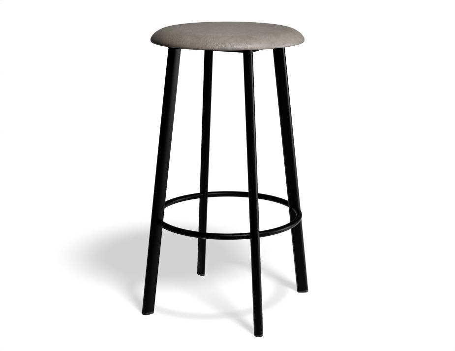 P 1 Atlas Kitchenstool Blackframe PU Lightgrey