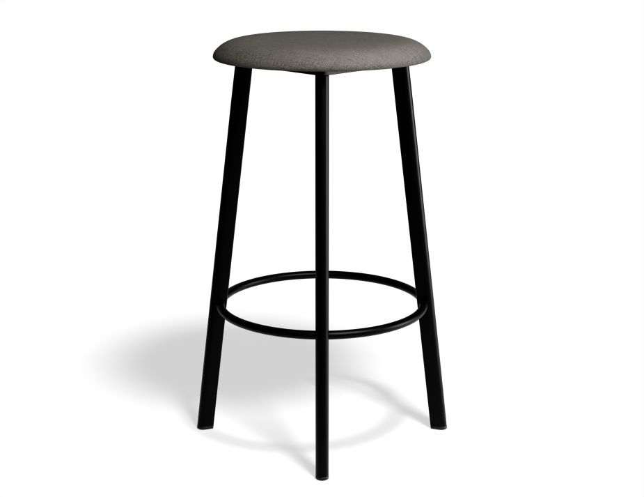 P 2 Atlas Kitchenstool Blackframe Fabric Grey