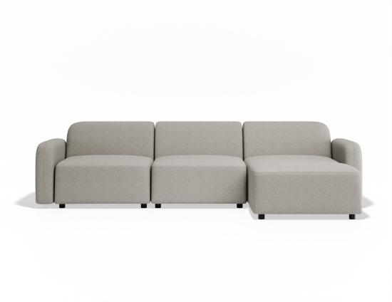 Atticus Modular Sofa - 3 Seater with Ottoman - Oyster Grey
