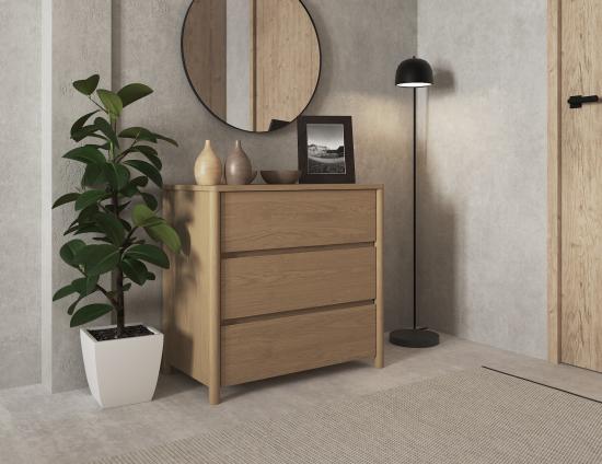 Nordica Chest of Drawers - Solid Oak - 80cm