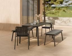 L 3 Roku Diningtable 160 Bench Pad Charcoal Charcoal Residential