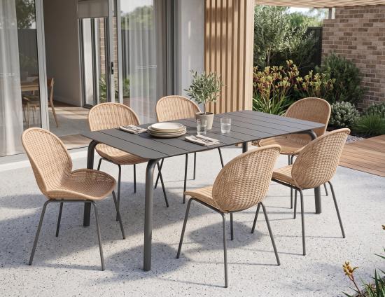 Roku Dining Table 160cm - Outdoor - Charcoal